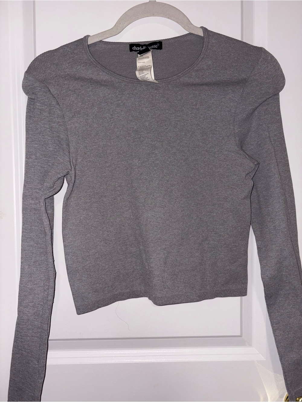 Gray Long-Sleeve Crewneck Top